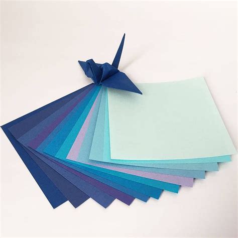 Origami Paper Sheets 3 Blue Shades Tant Paper 96 Etsy Origami Paper