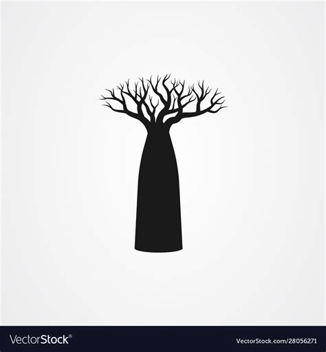 Baobab Tree Silhouette Simple Flat Royalty Free Vector Image
