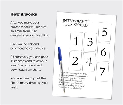 Printable Tarot Deck Interview Spread Idéal Pour La Journalisation