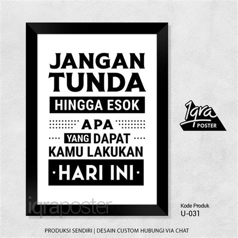 Jual Hiasan Dinding Poster Motivasi Kerja Bingkai And Pigura A4 Jangan