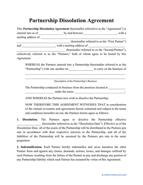 Partnership Dissolution Agreement Template Fill Out Sign Online And Download Pdf Templateroller