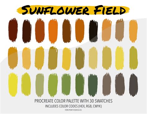 Procreate Color Palette Sunflower Field Instant Download Etsy In 2023