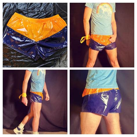 Rb002 Footy Or Hipster Shorts In Glossy Ultra Thin Pu Coated Nylon