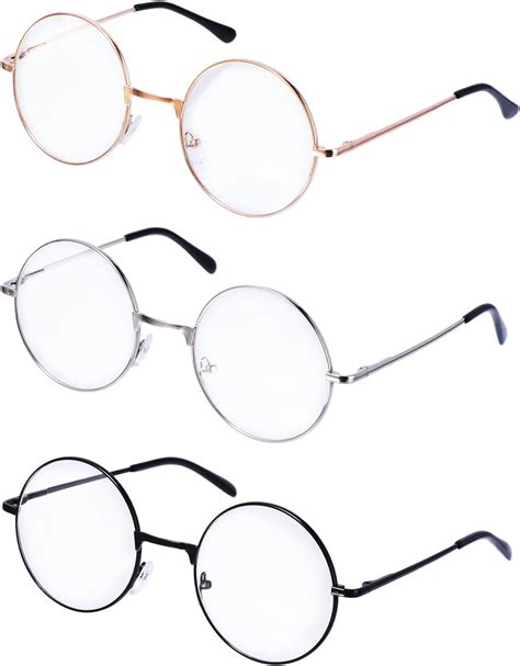 Metal Frame Round Eyeglasses Retro Metal Clear Lens Glasses Unisex Black Gold Silver Color