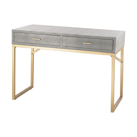 At 47 inches wide for the writing desk, there is plenty of space to organize your workstation essentials and accessories. Sterling Beaufort Writing Desk in Gold and Gray - 3169-025T