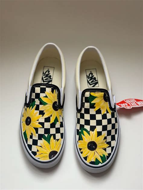 Custom Hand Painted Sunflower Vans Shoes Etsy