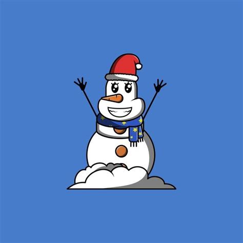 Premium Vector Cute Female Snowman Smiling With Scarf And Winter Hat