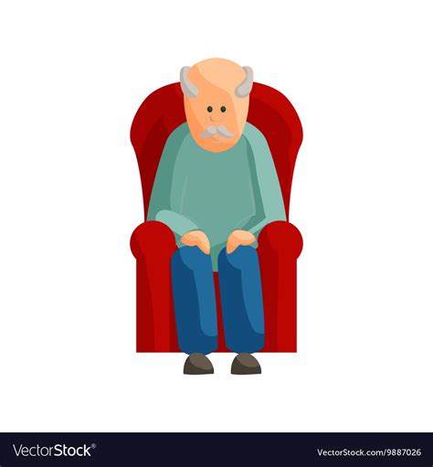 Old Man Sitting On Chair Icon Cartoon Style Vector Image