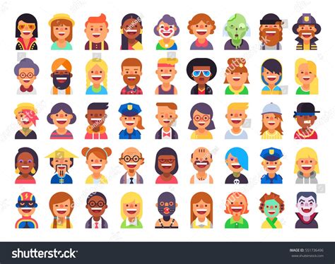 Super Set Of 45 Cool Flat Avatars Icons Positive Male And Female