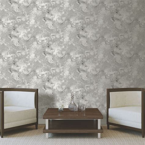 Liquid Marble Wallpaper Grey Silver Debona 6355