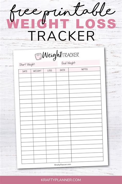 Free Printable Weight Loss Tracker Krafty Planner