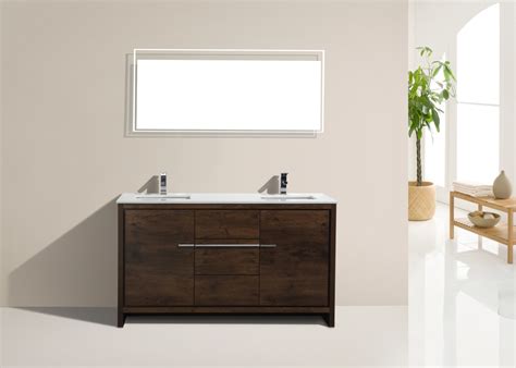Under sinks, as shower benches or anywhere else you like, it's a durable and sustainable material. Dolce 60″ Double Sink Rose Wood Vanity w/ White Countertop
