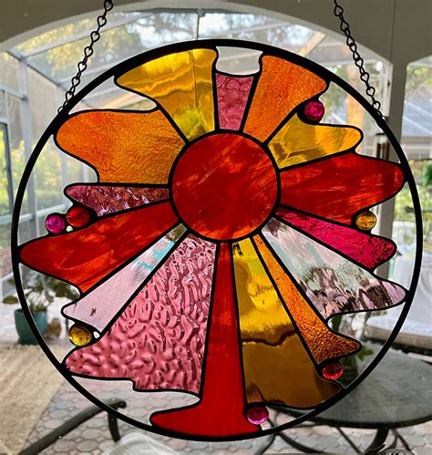 10 Here Comes The Sun Stained Glass Sun Etsy