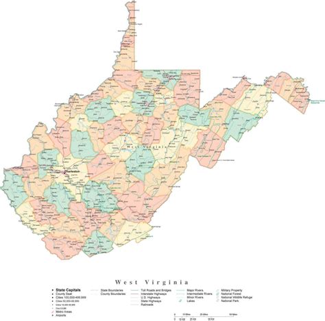 Wv Map With Cities And Counties World Map