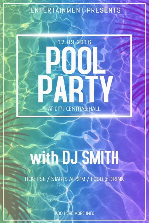Summer Pool Party Poster Flyer Custom Template Pool Parties Flyer Pool Parties Poster Party