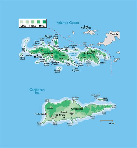 Detailed Physical Map Of Us Virgin Islands With Other Marks Us Virgin