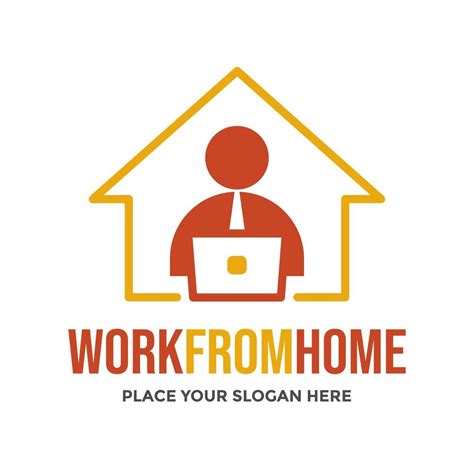 Work From Home Vector Logo Template This Design Use Laptop And Human