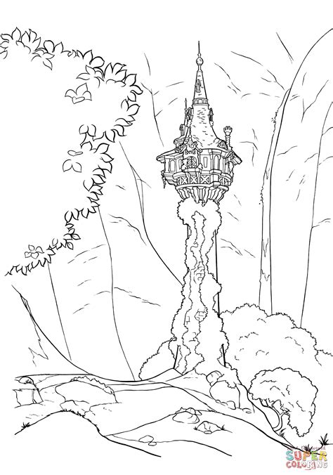Rapunzel's Tower coloring page | Free Printable Coloring Pages