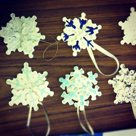 Snowflakes Made From Puzzle Pieces Kids Craft Christmas Glitter
