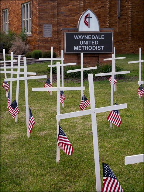 Memorial Day Crosses And Flags At Waynedale United Methodist Church