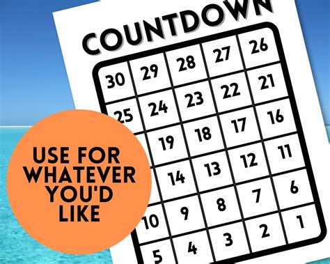30 Day Countdown Printable Printable World Holiday
