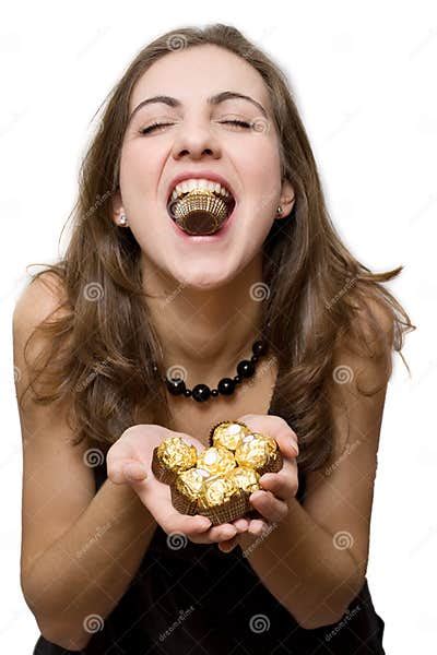 Woman Eating Sweets Stock Image Image Of Backgrounds 7755943