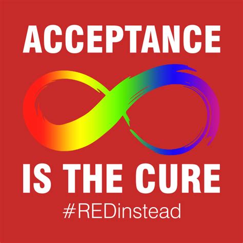 Acceptance Is The Cure Hastag Red Instead Autism Awareness Acceptance