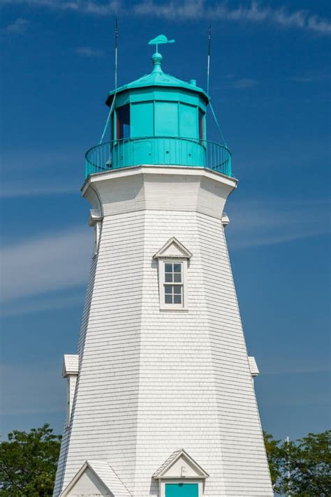 Beautiful Lighthouse At Port Dalhousie Harbour Ontario Canada Stock