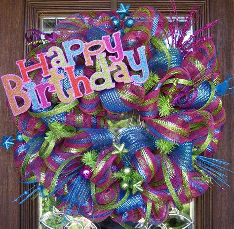 Deco Mesh Happy Birthday Wreath Via Etsy Wreaths And Door Decorations