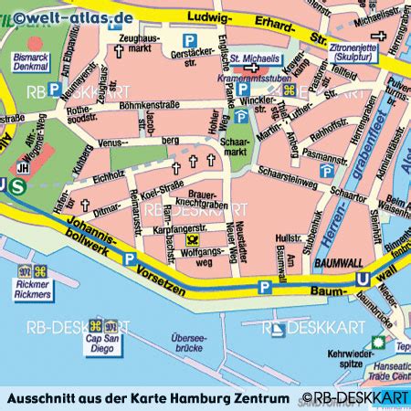 Die karte wurde klimaneutral auf naturpapier gedruckt. Foto Ausschnitt aus dem Stadtplan Hamburg | Welt-Atlas.de