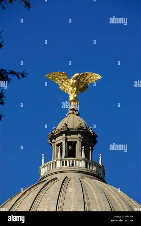 Dome With Golden Eagle On The Mississippi State Capitol Building In