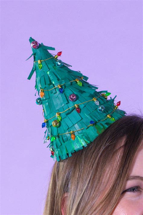 Diy Christmas Tree Party Hats With Tissue Paper Club Crafted Diy