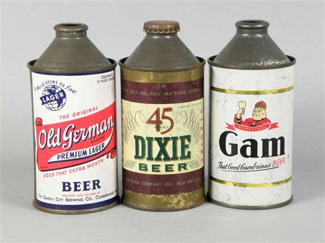 Three Cone Top Beer Cans