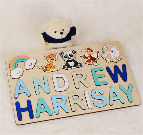Custom Wooden Baby Name Puzzle Personalized T For Boy And Etsy Uk