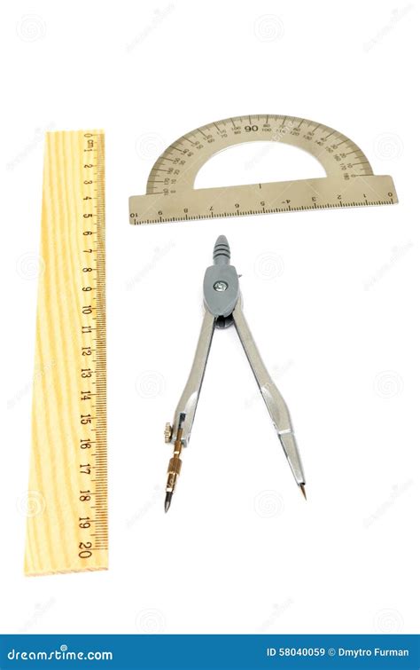 The Ruler Protractor And Compass Stock Photo Image 58040059