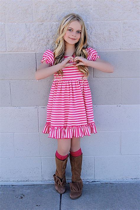 Girls Pink Striped Dress With Pockets For Valentines Day Dresses For