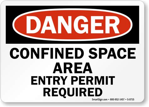 Confined Space Area Entry Permit Required Sign Sku S 0715