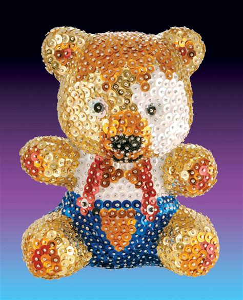 Teddy 3d Sequin Art Sculpture Sparkling Diy Craft Kit Geospaceplay