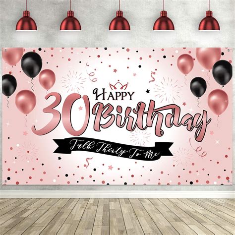 Happy 30th Birthday Decorations For Herlarge Fabric Rose Gold 30th