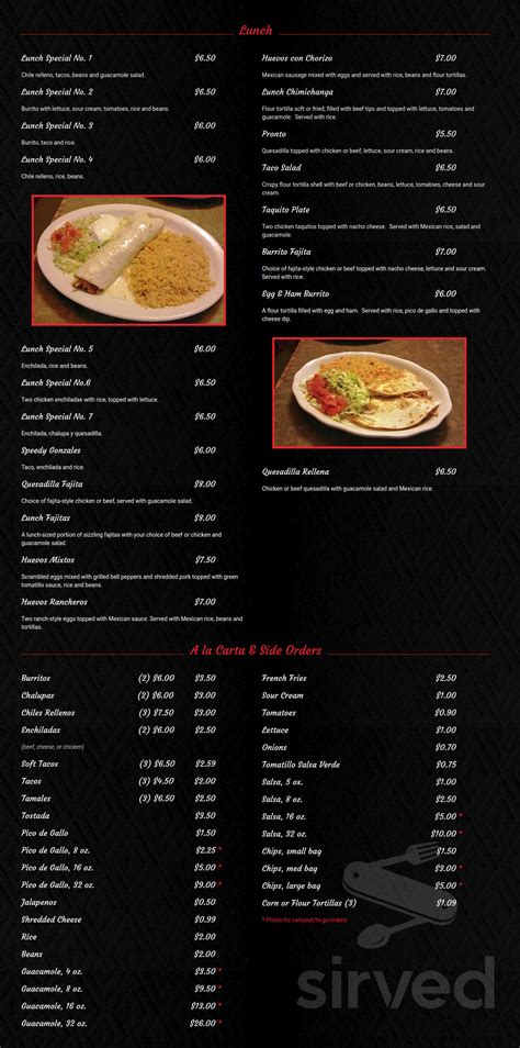 Don Julio Mexican Restaurant menus in Pine City, Minnesota, United States
