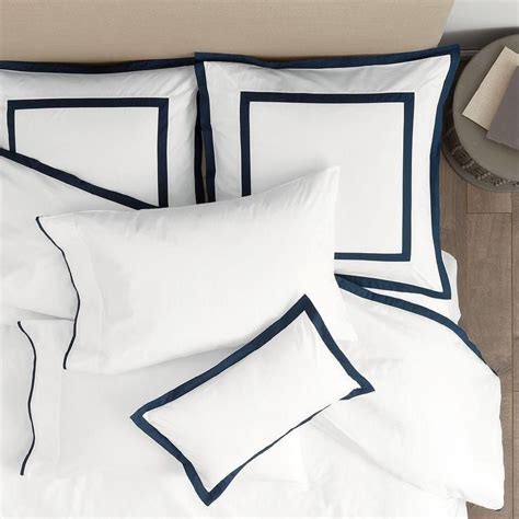 Positano Indigo Border White Cotton Duvet Cover Bed Linen Design