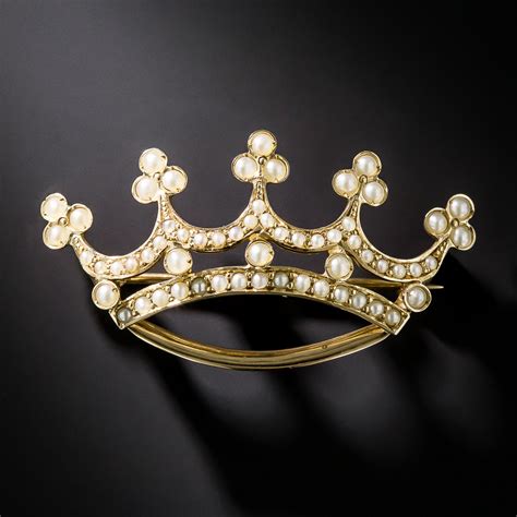 Antique Seed Pearl Crown Pin