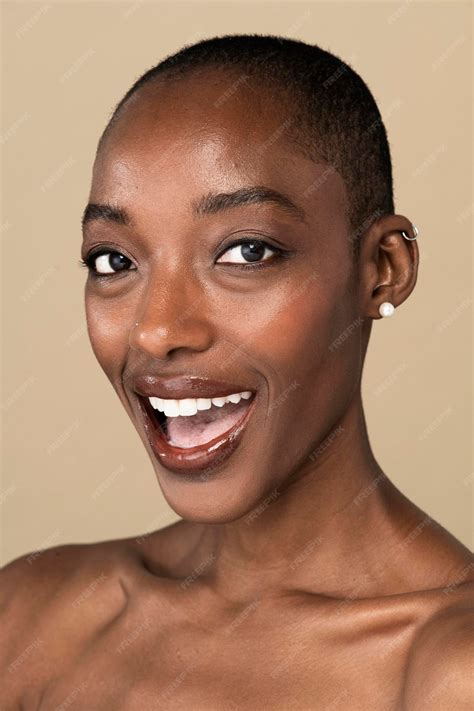 Premium Photo Happy Nude Black Woman Against A Beige Background
