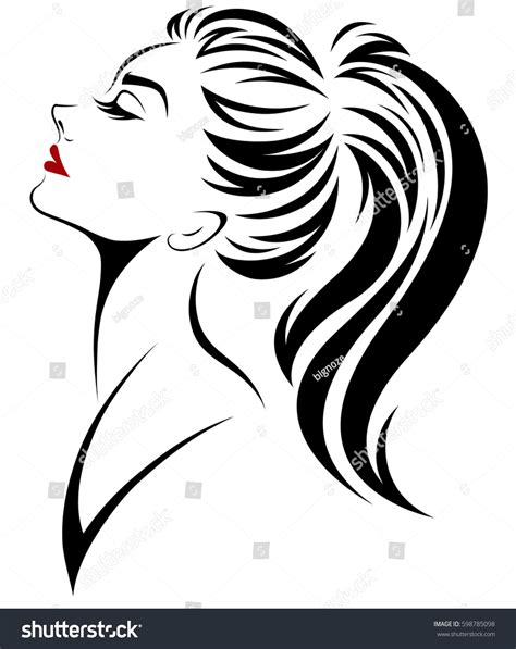 Illustration Women Ponytail Hair Style Icon Stock Vector Royalty Free