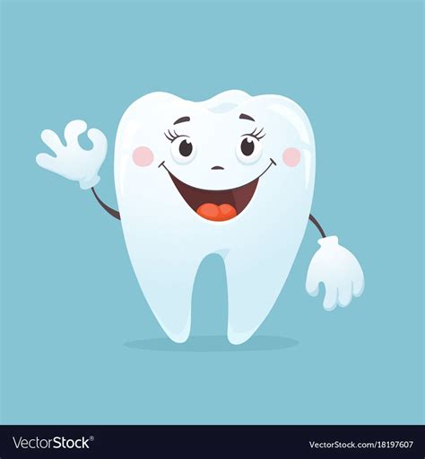 Happy Cartoon Tooth With Smile And Okay Gesture Isolated On Blue