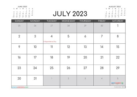 Free July 2023 Calendar Cute Pdf And Image