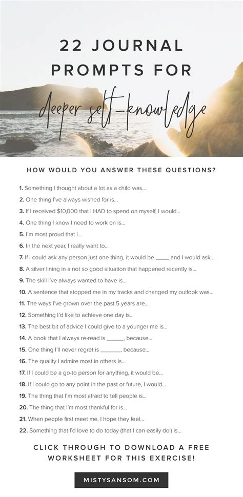 22 Journal Prompts For Deeper Self Knowledge Misty Sansom Life