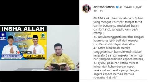 Oleh karenanya, saat akhirnya bertemu lagi dengan dewi perssik, aldi taher menyampaikan permintaan maaf yang selama ini belum sempat diutarakannya. Baca Al-Quran Sembari Kampanye, Aldi Taher Dibully Netizen