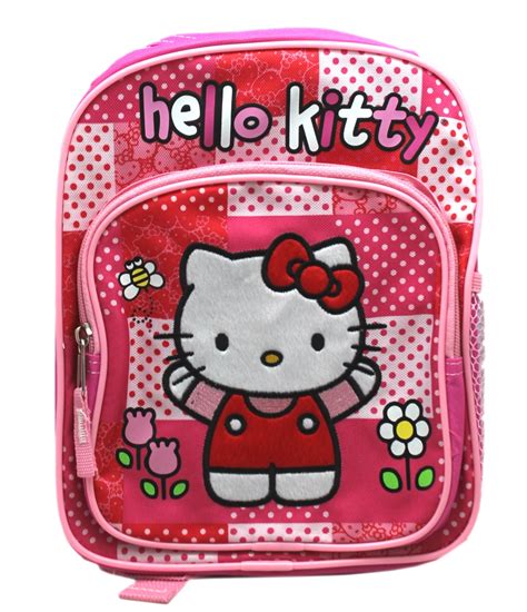 Hello Kitty Pinkred Pocked Bee And Flowers Toddler Backpack 10in