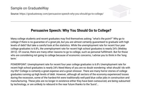 ⇉persuasive Speech Why You Should Go To College Essay Example